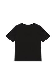 Back of women's boxy-fit black organic cotton t-shirt