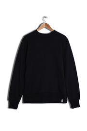 Front of men's organic cotton sweatshirt in plain black.