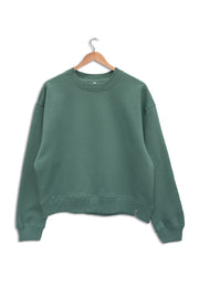 Front of women's organic cotton sweatshirt in pastel green