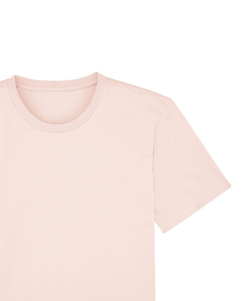 Front of women's pink organic cotton t-shirt