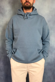 Unisex Blue Organic Cotton Hoodie - Relaxed Fit