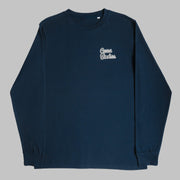Seconds & Samples - Men's Navy Neon Logo Long Sleeve T-Shirt - White Print