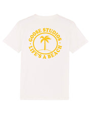Seconds & Samples - Men's White Organic Cotton T-Shirt - Palm Tree Print