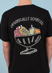 Seconds & Samples - Unisex Black Organic Cotton T-Shirt - Fruit Bowl