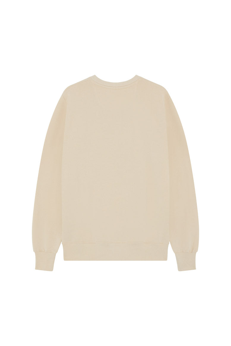 Back of men's plain stone organic cotton sweatshirt from organic clothing brand Goose Studios