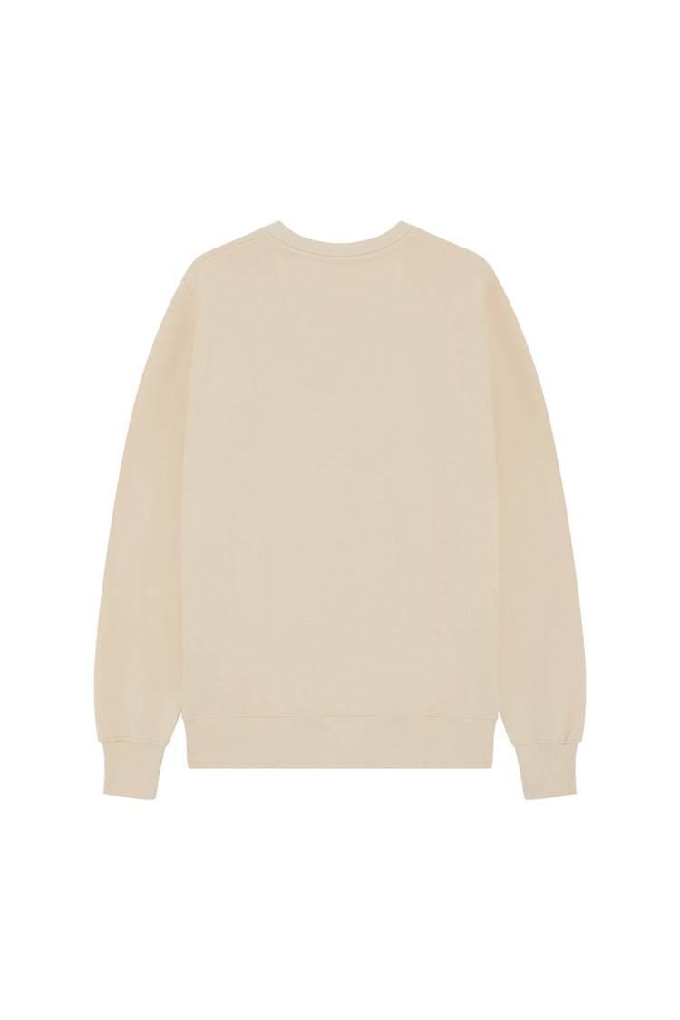 Back of men's plain stone organic cotton sweatshirt from organic clothing brand Goose Studios