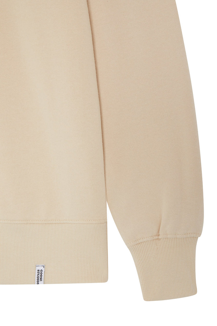 Rib detailing on men's PETA-Approved Vegan and ethically sourced organic cotton sweatshirt in stone