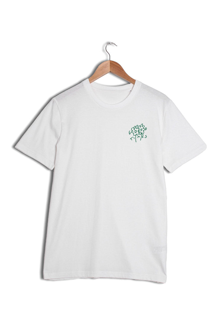 Unisex Vintage White Organic Cotton T-Shirt - Flowers