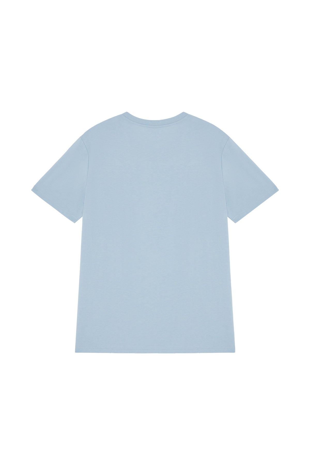 Back of unisex sky blue organic cotton t-shirt