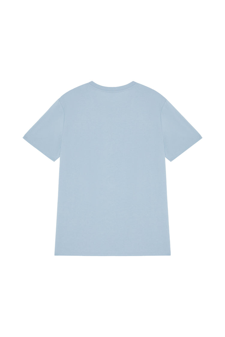 Back of unisex sky blue organic cotton t-shirt