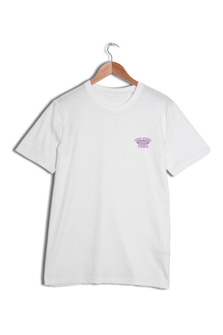 Unisex White Organic Cotton T-Shirt - 70s Logo