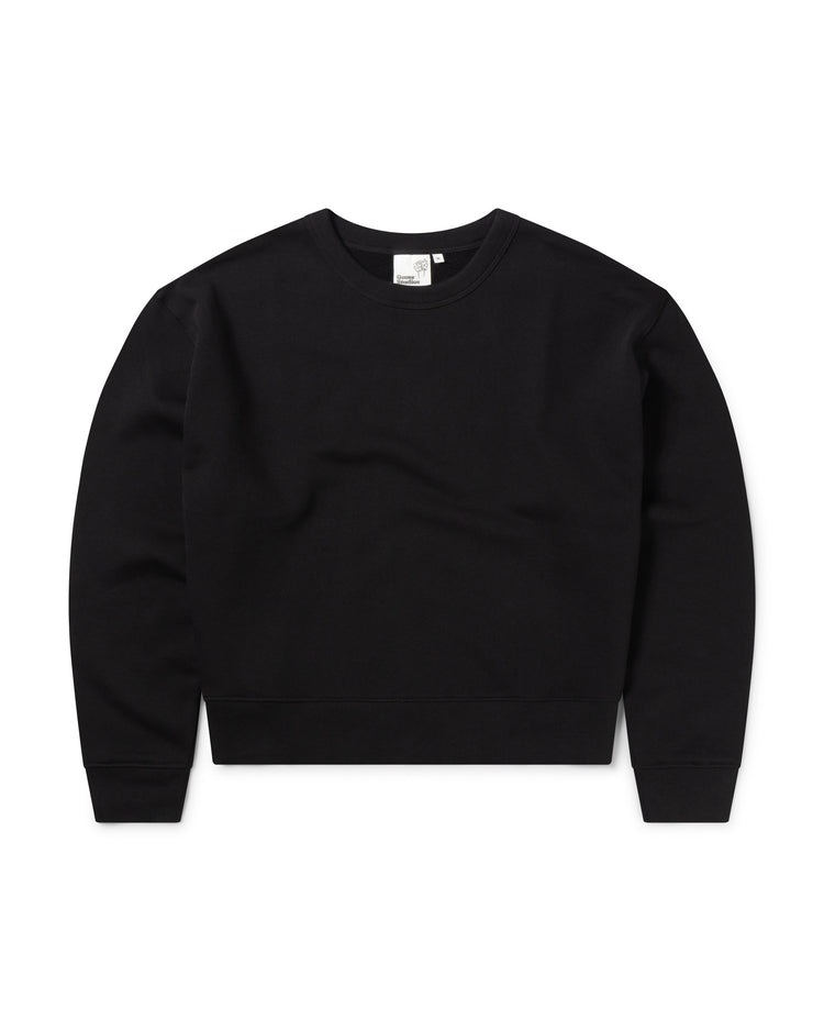 Front of women's organic cotton sweatshirt in black