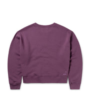 Back of women's organic cotton drop shoulder sweatshirt in berry pink