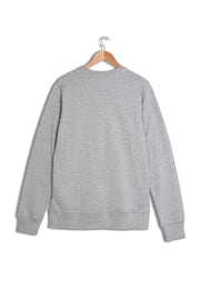 Back of men's organic cotton sweatshirt in grey marl.