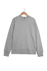 Front of men's organic cotton sweatshirt in grey.