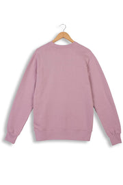 Back of men's organic cotton sweatshirt in pink.