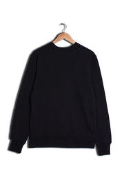 Back of men's organic cotton sweatshirt in plain black.