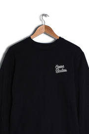 Detail of men's black printed organic cotton sweatshirt